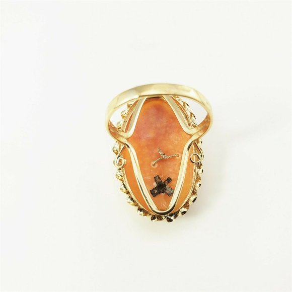 14 Karat Yellow Gold and Diamond Cameo Ring - Picture 6 of 9